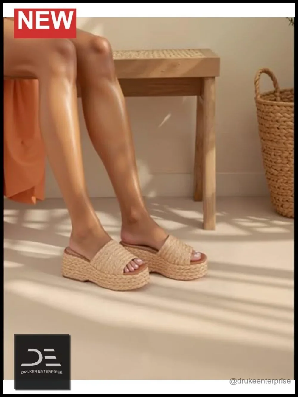 Platform Espadrille Wedge Sandals, PU Leather, Non-Slip, Back Zipper